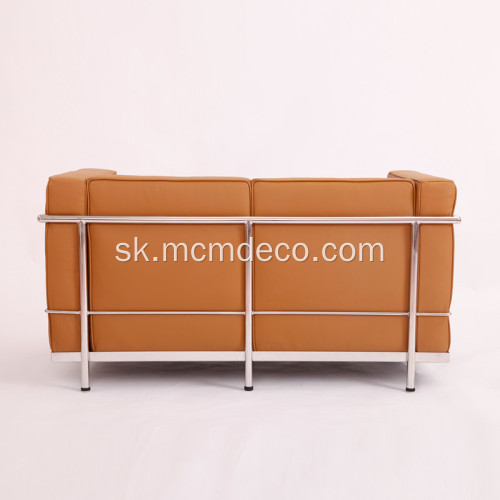 Pohovka Le Corbusier LC2 s 2 sedadlami v hnedej koži